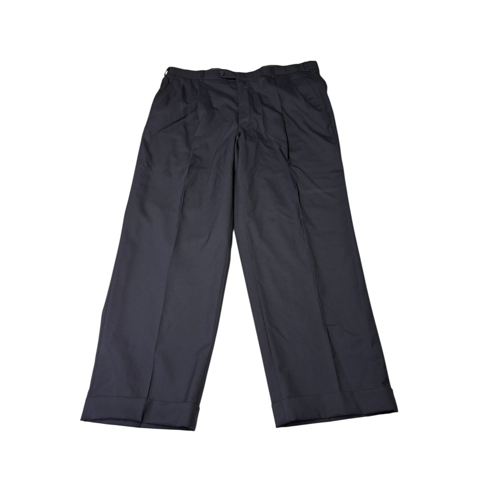 Brooks Brothers Brooksease Mens 38X28 Navy Blue Wool Pleated Cuffed USA